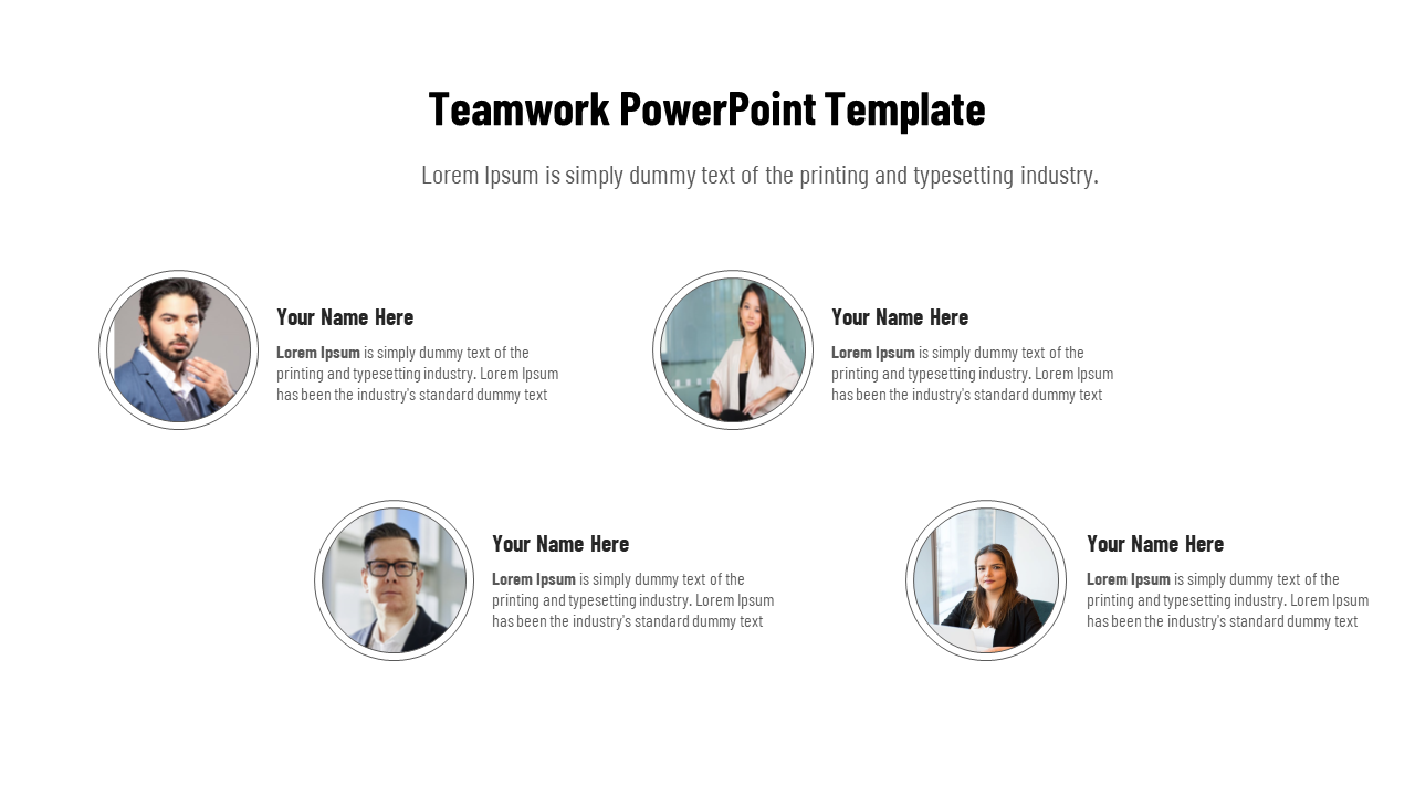 Teamwork PowerPoint Template Presentation-Four Node